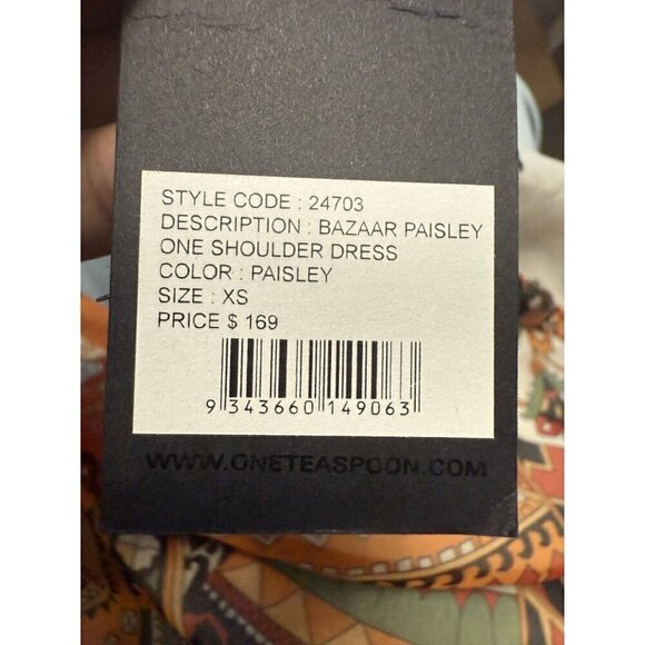 One Teaspoon Dress Orange Paisley One Shoulder Dress - Picture 2 of 15